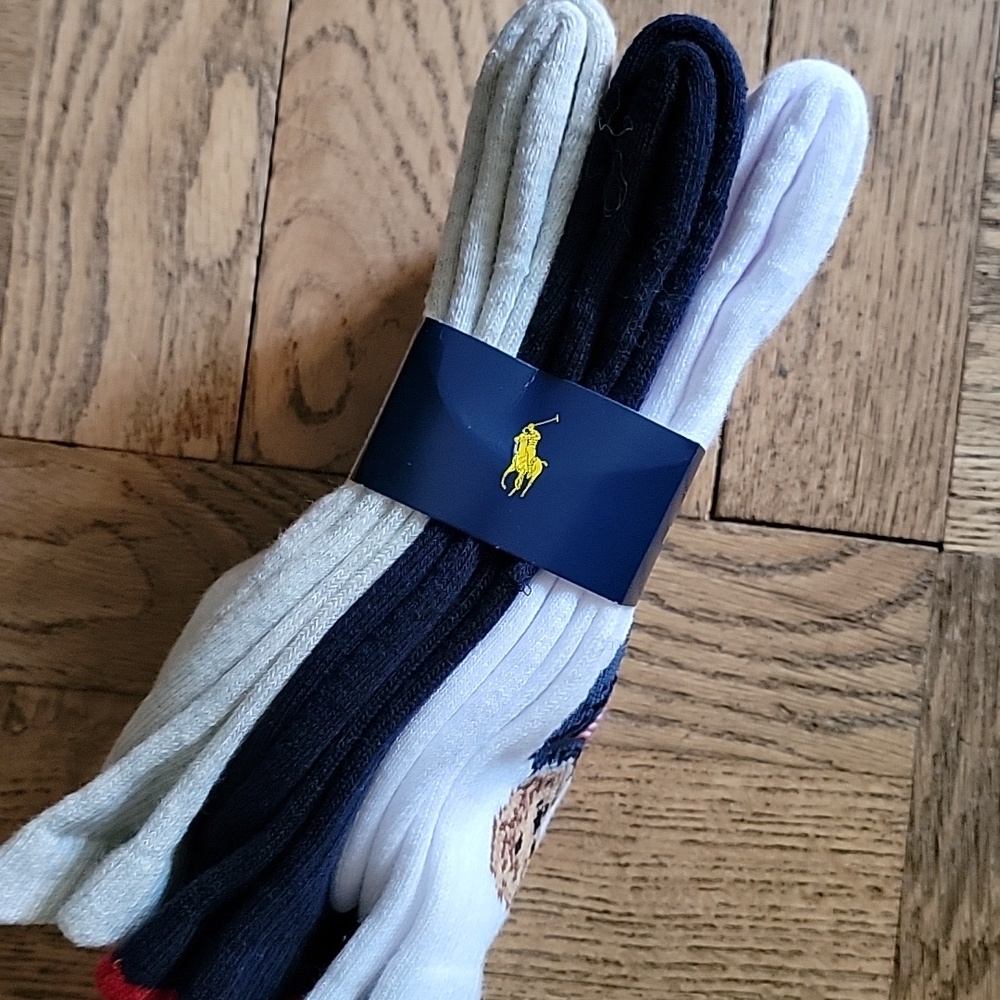 Polo Ralph Lauren/3-Pk.Flag/Polo/Bear Crew Socks - Picture 6 of 10